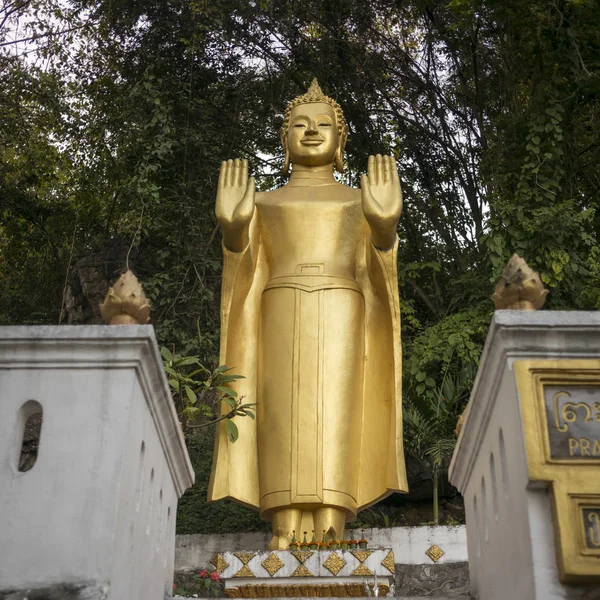 Estátua Buda Templo Monte Phousi Luang Prabang Laos — Fotografia de Stock