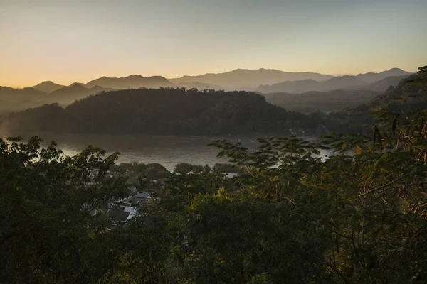 Vista Elevada Del Río Mekong Monte Phousi Luang Prabang Laos —  Fotos de Stock