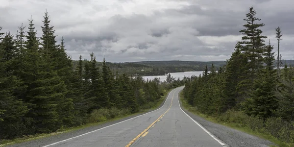 Scenic View Road River Pilvinen Taivas Marine Drive Nova Scotia — kuvapankkivalokuva