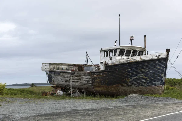 Arrastão Pesca Abandonado Porto Marie Joseph Nova Escócia Canadá — Fotografia de Stock