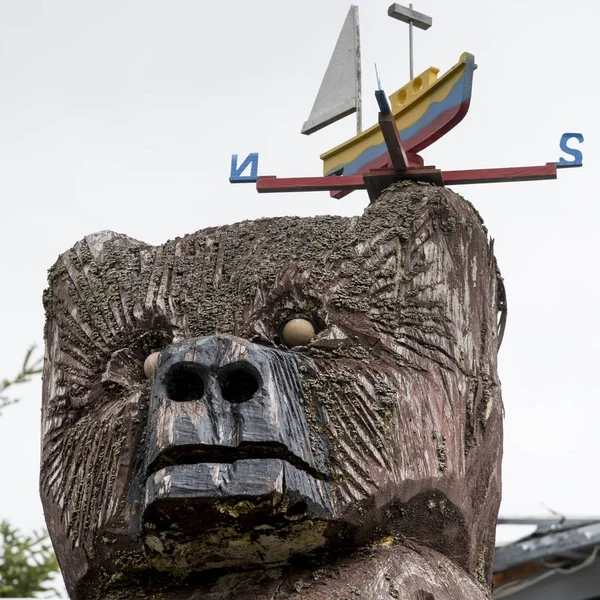 Holzskulptur Hafen Moserfluss Schiffsantrieb Nova Scotia Kanada — Stockfoto