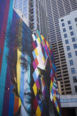 Duvar resmi binalarda, Minneapolis Downtown, Hennepin İlçesi, Minnesota, ABD tarafından