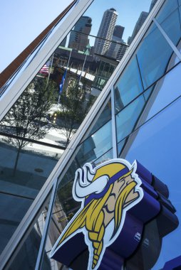 Hennepin İlçesi, Minnesota, ABD ABD banka Stadyumu, Minneapolis, Minnesota Vikings logo