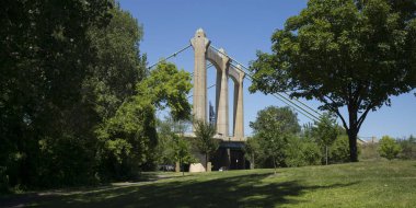 Hennepin Avenue köprüde Mississippi Nehri, Minneapolis, Hennepin İlçesi, Minnesota, ABD
