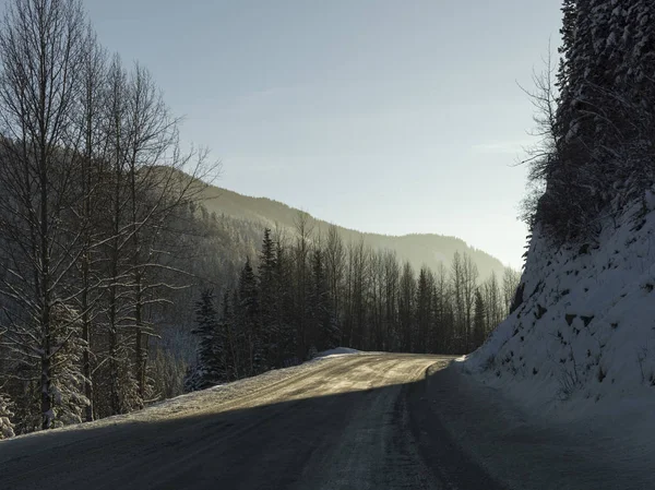 Δρόμος Που Περνά Μέσα Από Βουνά Αλάσκα Εθνική Οδό Βόρειο — Φωτογραφία Αρχείου