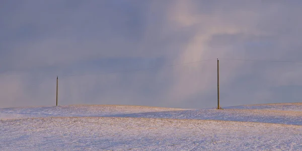Elektřina Poláci Sněhu Které Krajinu Kovboj Stezka Alberta Highway Alberta — Stock fotografie