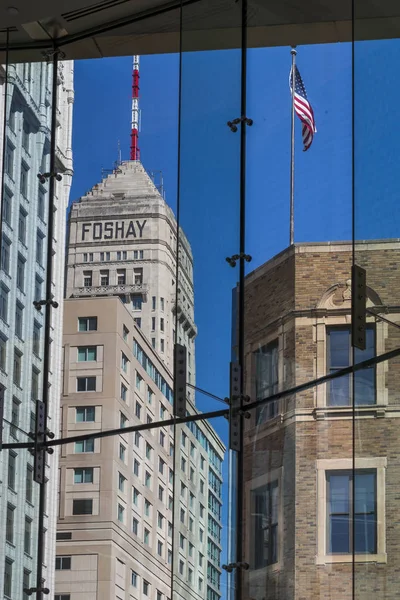 Foshay Tower Odráží Centrum Centru Města Minneapolis Hennepin County Minnesota — Stock fotografie