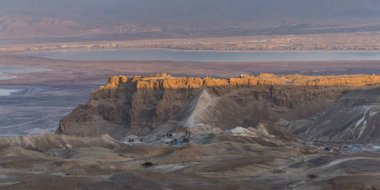 Scenic view of desert, Masada, Judean Desert, Dead Sea Region, Israel clipart