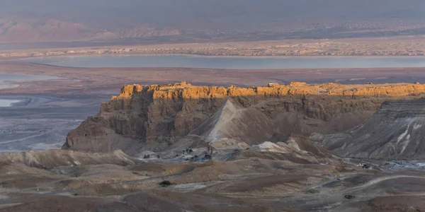 Piękny Widok Pustynny Masada Pustyni Judzkiej Regionie Morze Martwe Izrael — Zdjęcie stockowe