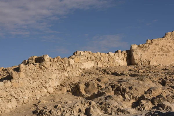 Opuszczony Mur Obronny Masada Pustyni Judzkiej Regionie Morze Martwe Izrael — Zdjęcie stockowe