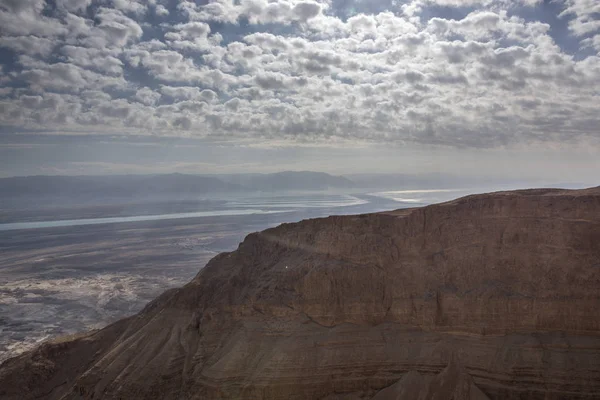 Nubes Sobre Desierto Masada Desierto Judea Región Del Mar Muerto — Foto de Stock