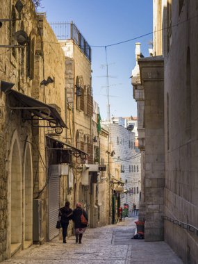 Old City, Kudüs, İsrail sokakta boyunca geleneksel binalar