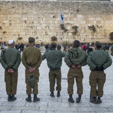Army soldiers at the Western Wall, Old City, Jerusalem, Israel clipart