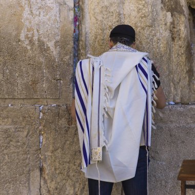 Man praying at the Western Wall, Old City, Jerusalem, Israel clipart