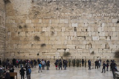 Arka plan, Old City, Kudüs, İsrail kaya kubbe ile ağlama duvarı, dua insanlar