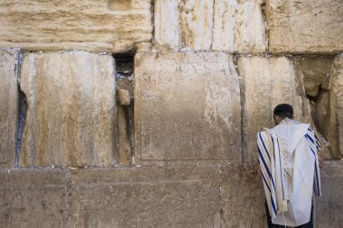 Yahudi adam Western Wall, Old City, Kudüs, İsrail dua