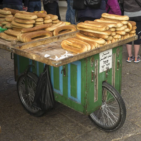 Traditional Bread Sale Street Market Jerusalem Israel — Stock Photo, Image