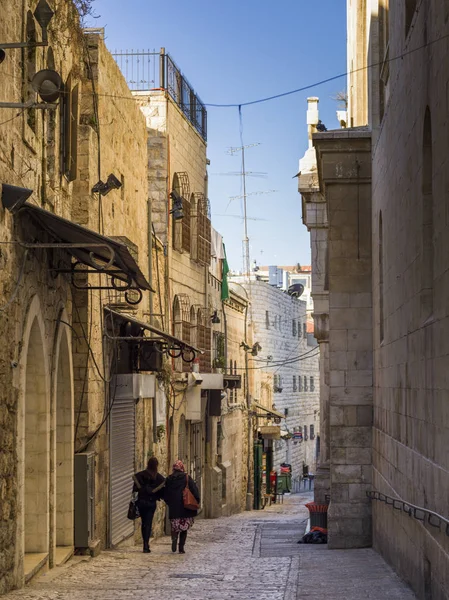 Edificios Tradicionales Largo Callejón Ciudad Vieja Jerusalén Israel — Foto de Stock