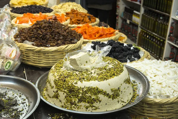 Comida Tradicional Venta Mercado Mercado Árabe Ciudad Vieja Jerusalén Israel — Foto de Stock