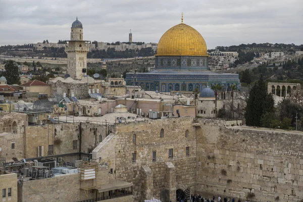 Vista Del Muro Occidental Cúpula Roca Ciudad Vieja Jerusalén Israel — Foto de Stock