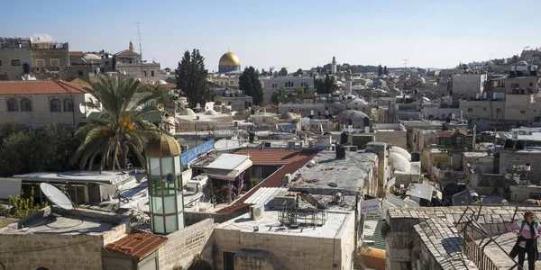 Vista Ciudad Vieja Con Cúpula Roca Fondo Jerusalén Israel — Foto de Stock