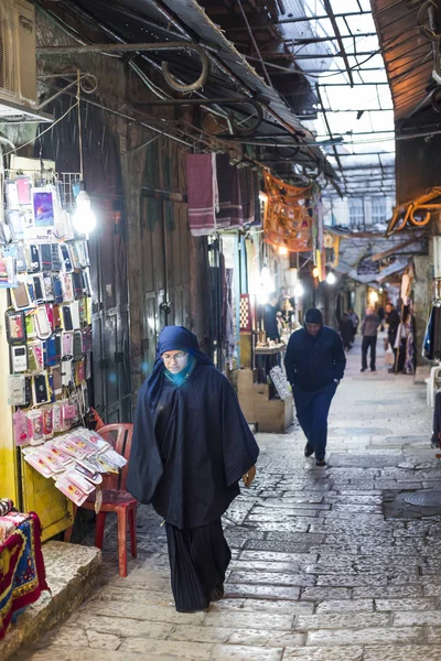 Lidí Kteří Jdou Pouliční Trh Staré Město Jeruzalém Izrael — Stock fotografie