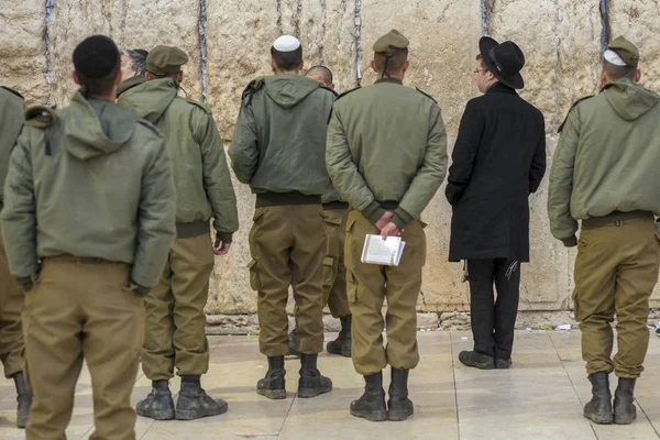 Soldados Exército Muro Ocidental Cidade Velha Jerusalém Israel — Fotografia de Stock