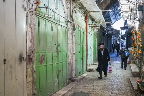 Gente Caminando Mercado Callejero Ciudad Vieja Jerusalén Israel — Foto de Stock