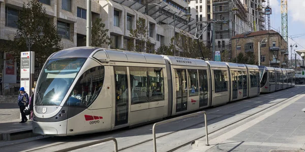 Jerusalem Stadtbahn Auf Der Straße Jaffa Straße Altstadt Jerusalem Israel — Stockfoto