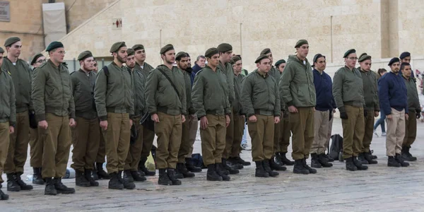 Армії Солдатів Стіна Плачу Старе Місто Єрусалим Ізраїль — стокове фото
