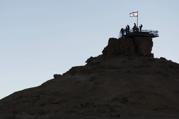 Personas Punto Observación Makhtesh Ramon Desierto Del Negev Israel — Foto de Stock