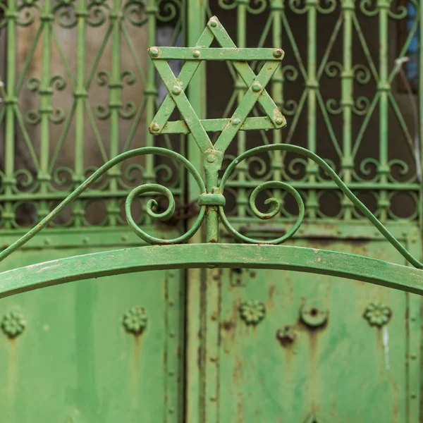 Close-up of Star of David on metal gate, Safed, Northern District, Israel