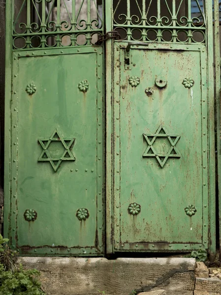 Close-up of Star of David on metal gates, Safed, Northern District, Israel
