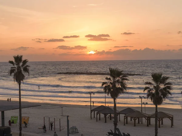 Scenic View Beach Dusk Tel Aviv Israel — Stock Photo, Image