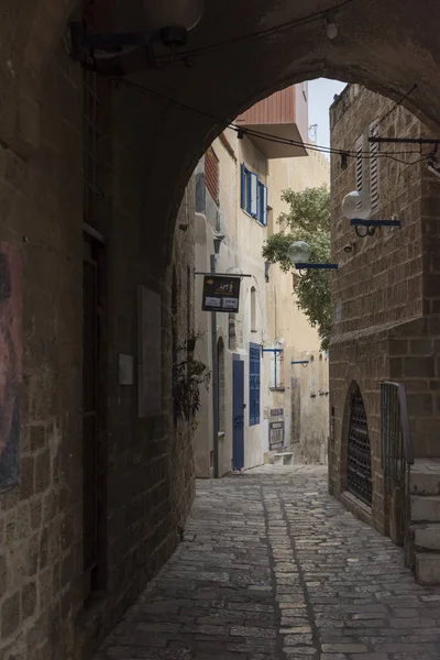 Традиційне Будівля Обидва Боки Вулиці Старі Jaffa Тель Авів Ізраїль — стокове фото