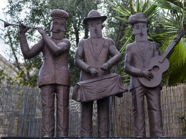 音乐家的金属雕塑 静脉的艺术家的村庄 静脉的部门 海法区 以色列 — 图库照片