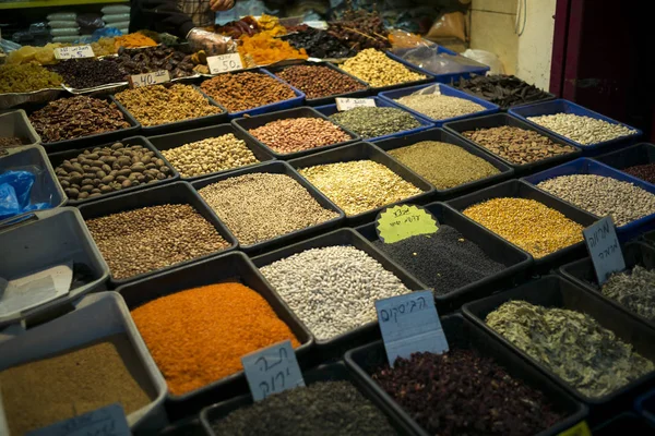 Venta Legumbres Frutos Secos Mercado Israel — Foto de Stock