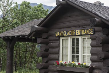 Giriş bir otel, çok buzul Hotel, buzul Milli Parkı, buzul County, Montana, ABD