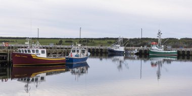 Balıkçı tekneleri Balık tutma moored liman, Petit Etang, Cape Breton Adası, Nova Scotia, Kanada