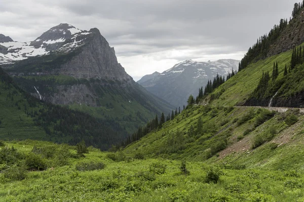 Vista Valle Going Sun Road Glacier National Park Glacier County — Foto de Stock