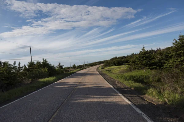 Estrada Vazia Passando Pela Paisagem Rural Margaree Harbour Cabot Trail — Fotografia de Stock