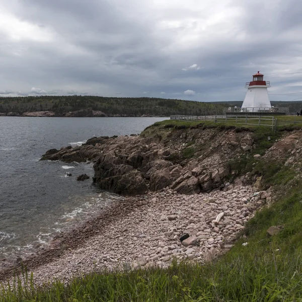 Maják Pobřeží Neil Přístav Ostrově Cape Breton Nova Scotia Kanada — Stock fotografie
