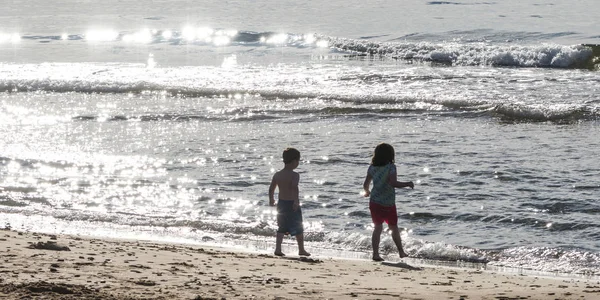 Children Playing Beach Inverness Beach Mabou Cape Breton Island Nova — Stock Photo, Image