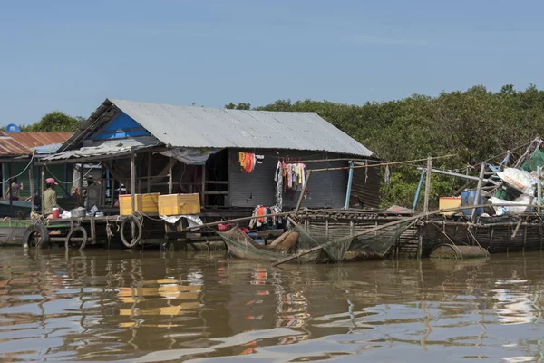 Stilt Huizen Tonle Sap Meer Kampong Phluk Siem Reap Cambodja — Stockfoto