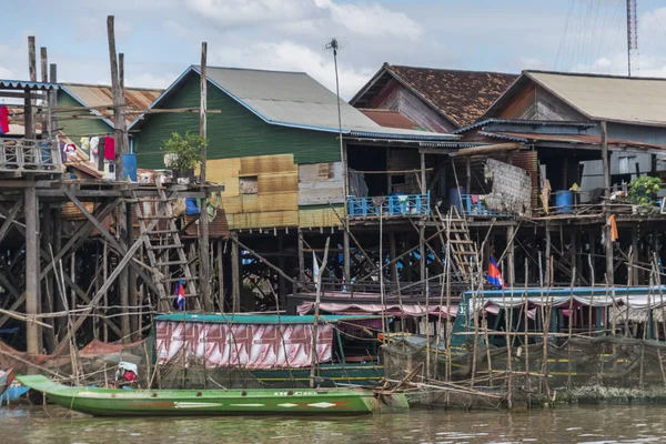 Stilt Huizen Tonle Sap Meer Kampong Phluk Siem Reap Cambodja — Stockfoto