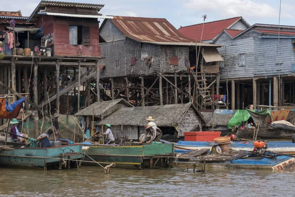 Stilt Huizen Tonle Sap Meer Kampong Phluk Siem Reap Cambodja — Stockfoto