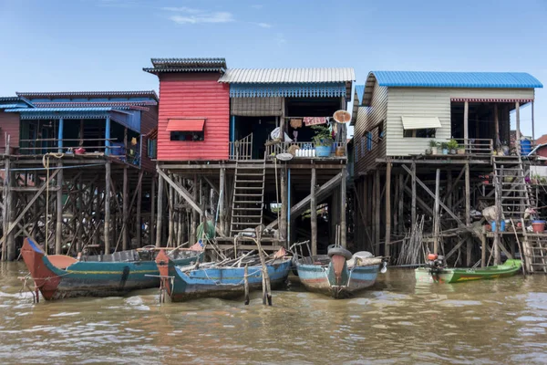 Stilt Huizen Tonle Sap Meer Kampong Phluk Siem Reap Cambodja — Stockfoto