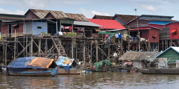 Stilt Huizen Tonle Sap Meer Kampong Phluk Siem Reap Cambodja — Stockfoto