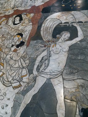 Mermer Mozaik taban Siena katedralinin, Siena, Toskana, İtalya