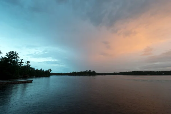 Schilderachtig Uitzicht Het Meer Bij Zonsondergang Lake Woods Ontario Canada — Stockfoto